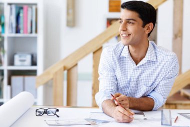 Genç adam mimar ofis