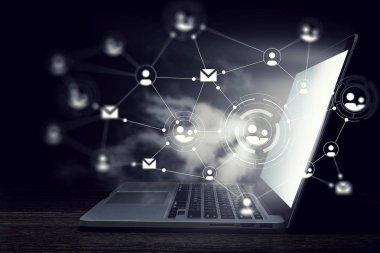 Sosyal bağlantı ve ağ. Karışık teknik