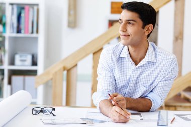 Genç adam mimar ofis