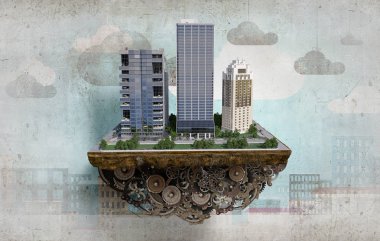 Modern şehir kavramı. Karışık teknik