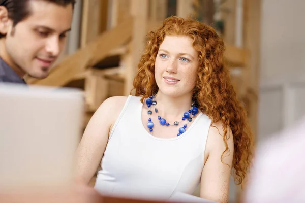 Two young people in office — Stock Photo, Image