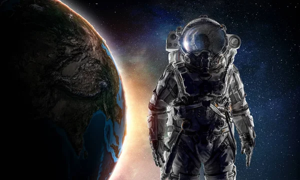 Aventura del astronauta. Medios mixtos —  Fotos de Stock