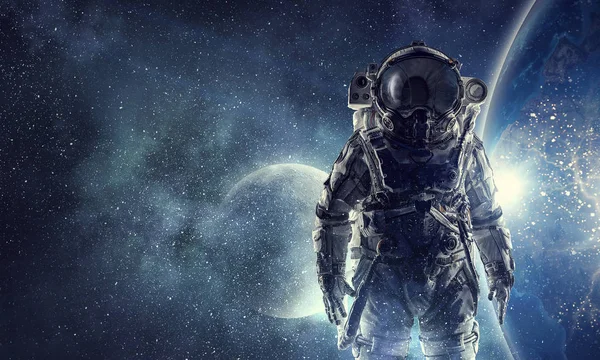 Adventure of spaceman. Mixed media — Stock Photo, Image
