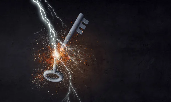 Lightning mencolok kunci. Campuran media — Stok Foto