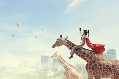 Kız eyer zürafa. Karışık teknik