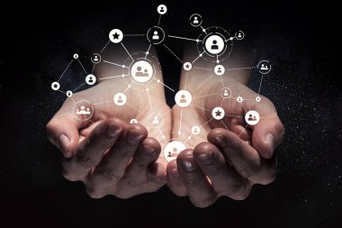 Sosyal etkileşim kavramı. 3D render