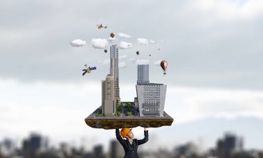 Ağır inşaat kavramı. Karışık teknik