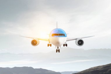 Uçak gökyüzünde. Karışık teknik