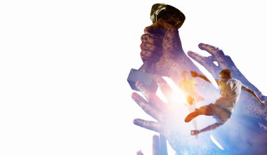 Büyük zaferini kutluyor. Karışık teknik