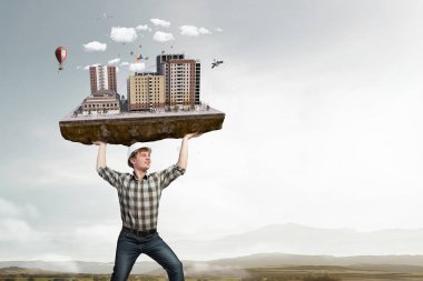 Ağır inşaat kavramı. Karışık teknik