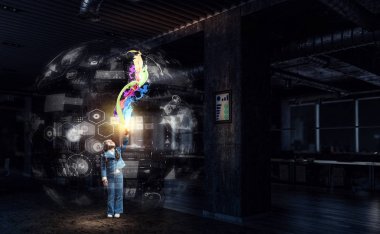 Çocukluk hakkında büyüdür. Karışık teknik