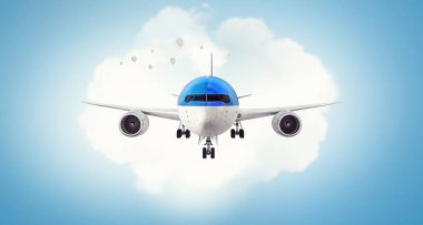 Uçak gökyüzünde. Karışık teknik