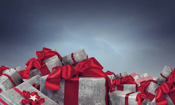 Muitos pacotes de Natal. Meios mistos — Fotografia de Stock