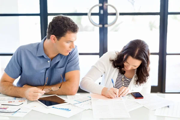 Image of two young business people in office — Stock Photo, Image