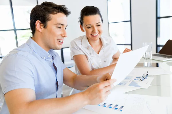 Image of two young business people in office — Stock Photo, Image