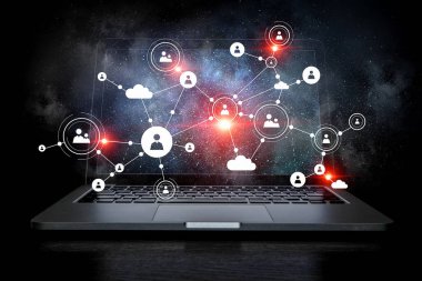 Sosyal bağlantı ve ağ. Karışık teknik