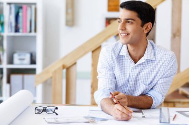 Genç adam mimar ofis