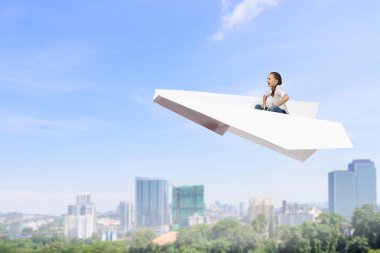 Çocuk pilot olmak hayal. Karışık teknik