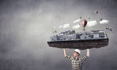 Ağır inşaat kavramı. Karışık teknik