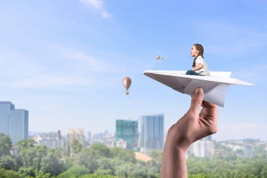 Çocuk pilot olmak hayal. Karışık teknik