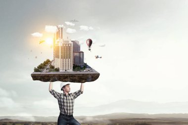 Ağır inşaat kavramı. Karışık teknik