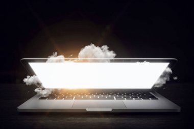 Parlayan dizüstü bilgisayar aygıt. Karışık teknik