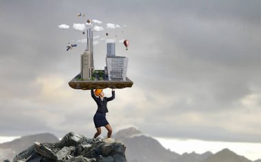 Ağır inşaat kavramı. Karışık teknik