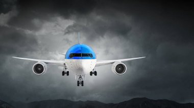 Uçak gökyüzünde. Karışık teknik