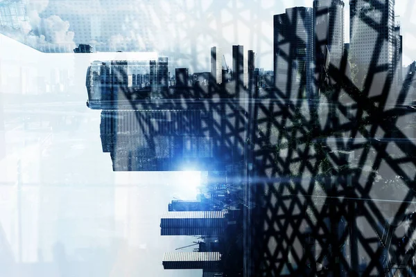 İş şehir arka plan. Karışık teknik