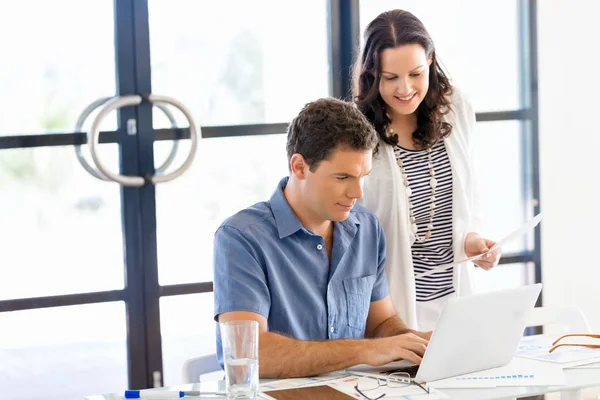 Image of two young business people in office — Stock Photo, Image