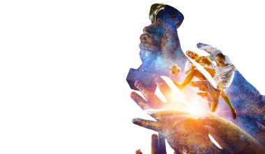 Büyük zaferini kutluyor. Karışık teknik