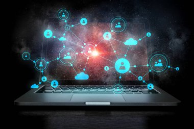 Sosyal bağlantı ve ağ. Karışık teknik