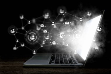 Sosyal bağlantı ve ağ. Karışık teknik