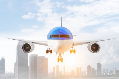 Uçak gökyüzünde. Karışık teknik