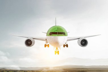 Uçak gökyüzünde. Karışık teknik