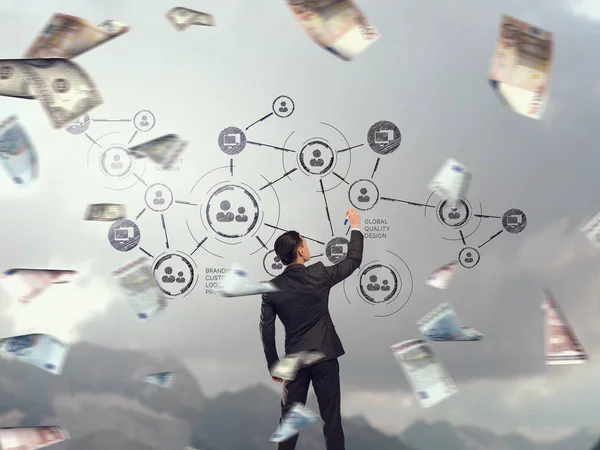 Ağ pazarlama kavramı. Karışık teknik