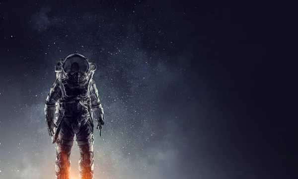 Περιπέτεια του αστροναύτη. Μικτή τεχνική — Φωτογραφία Αρχείου