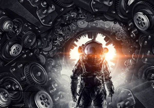 Astronot fantezi dünyasında. Karışık teknik