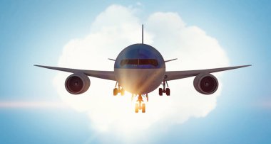 Uçak gökyüzünde. Karışık teknik