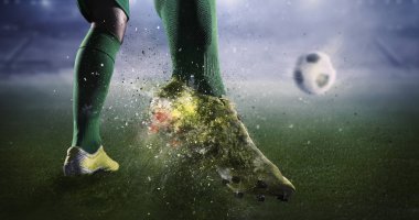 Futbol gol anı. Karışık teknik