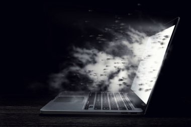 Parlayan dizüstü bilgisayar aygıt. Karışık teknik