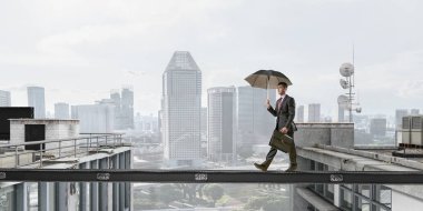 Korkusuz işadamı üstesinden zorluk. Karışık teknik