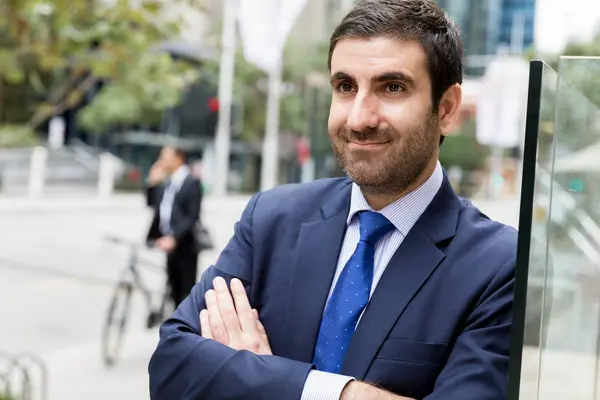 Retrato de hombre de negocios guapo Al aire libre — Foto de Stock