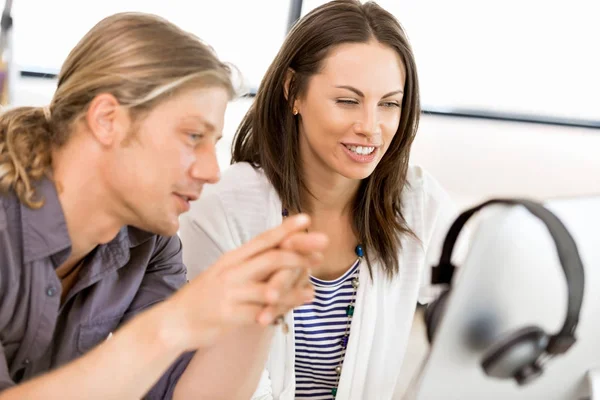 Image of two young business people in office — Stock Photo, Image