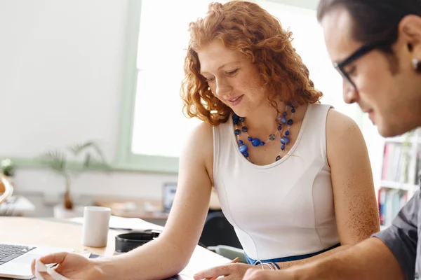 Two young architects in office — Stock Photo, Image