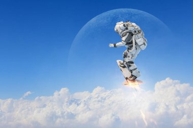 Yönetim Kurulu uçan üzerinde uzay adamı. Karışık teknik