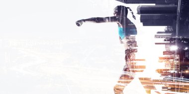 Başlığı almak için gidiyor. Karışık teknik