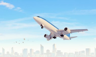 Uçak gökyüzünde. Karışık teknik