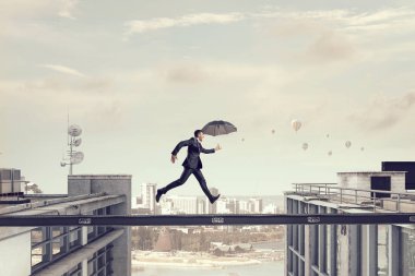 Korkusuz işadamı üstesinden zorluk. Karışık teknik