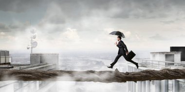 Korkusuz işadamı üstesinden zorluk. Karışık teknik